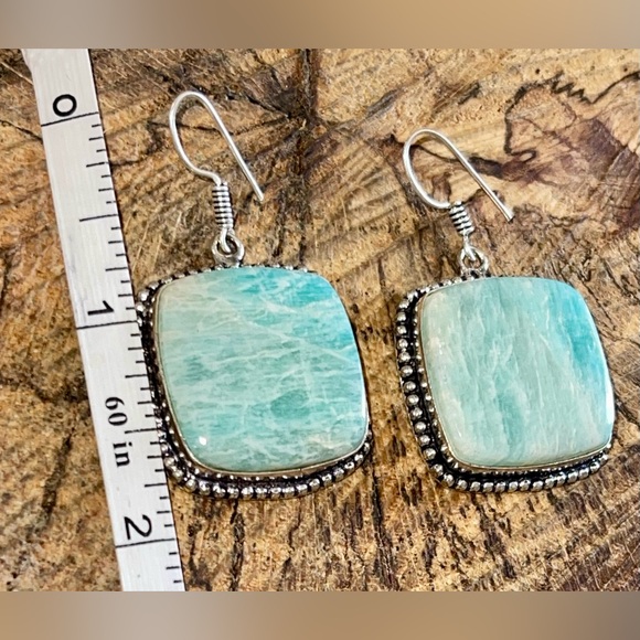 Beautiful Shade of Green Amazonite Earrings 2” - Picture 8 of 12